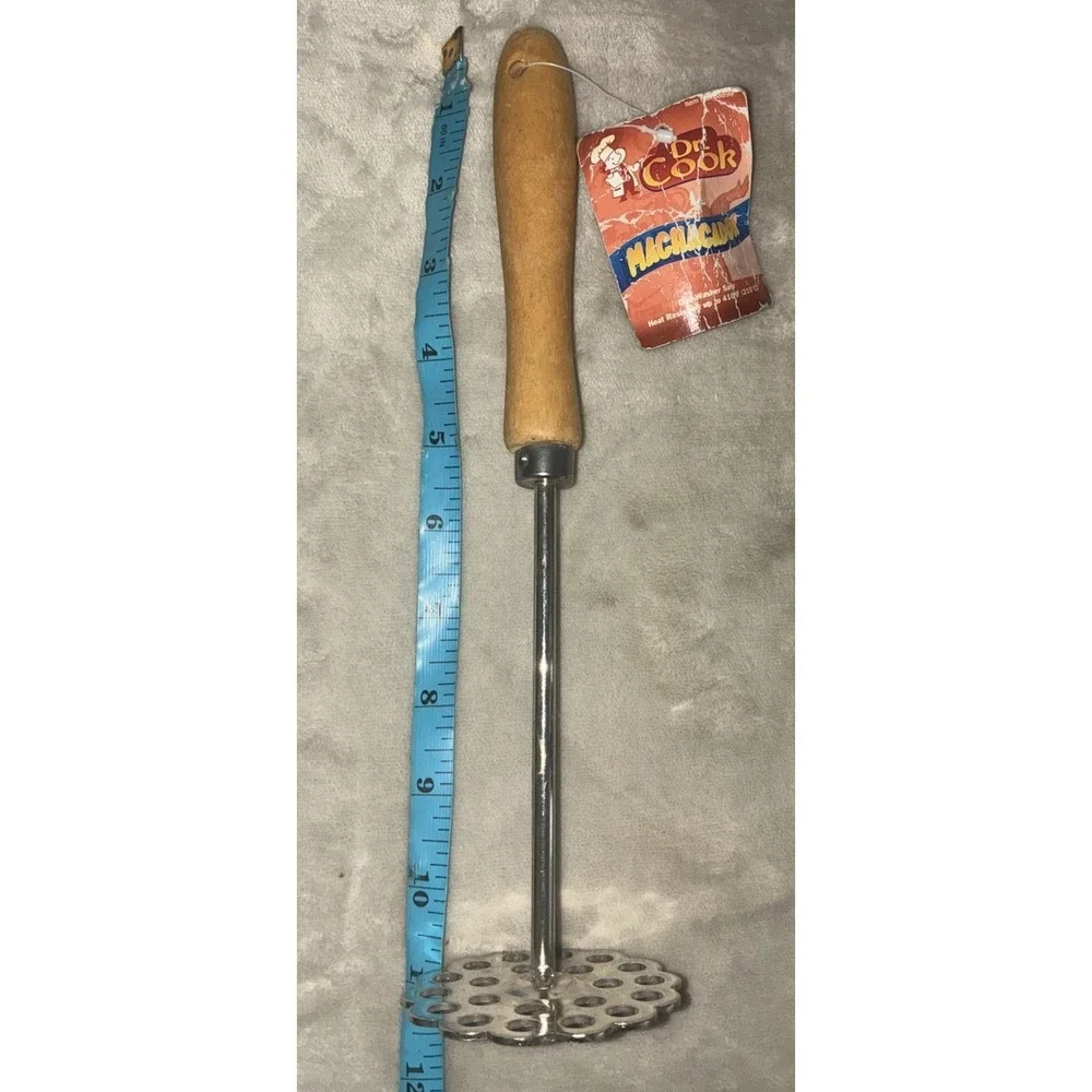 Vintage Bean‎ Masher Stainless Steel Wood Handle Machacador Dr Cook NEW
